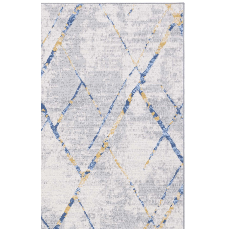 Tapis à motif géométrique Aishya, Rectangle 4 pi x 6 pi
