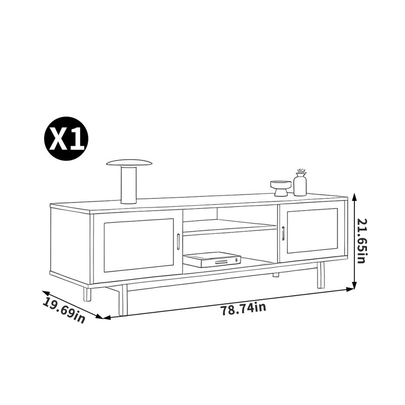 Meuble télé de style chinois rétro, 78.74"