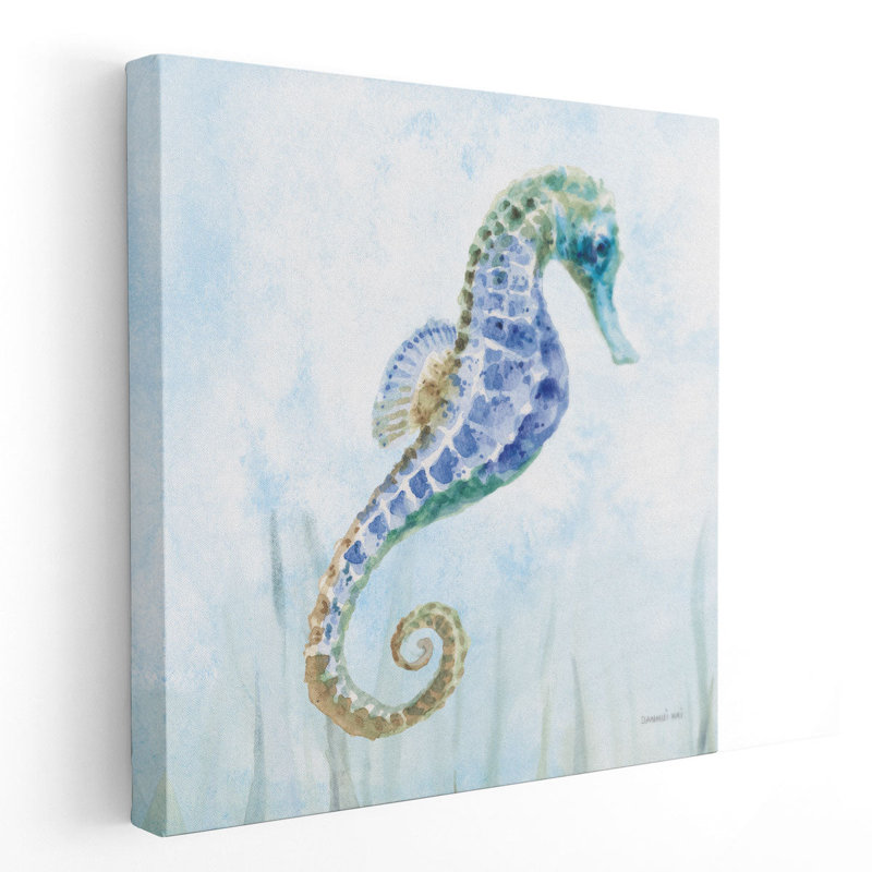 «Undersea Seahorse Natation II», reproduction d'art sur toile, H 16 po x l 16 po