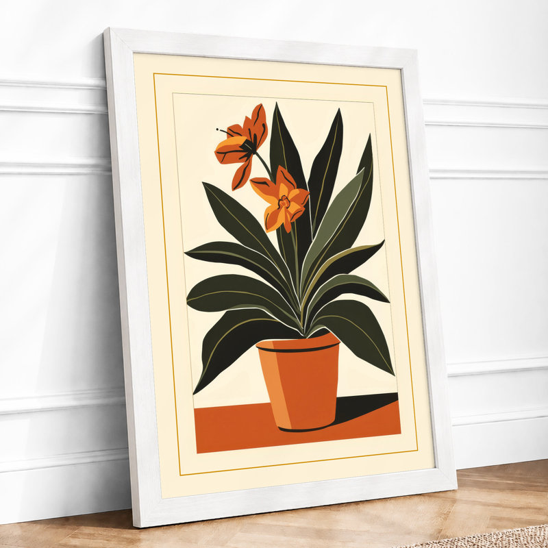 Potted Bloom Botanical - Framed Print, A2 - 59.4 x 42.0 cm, White