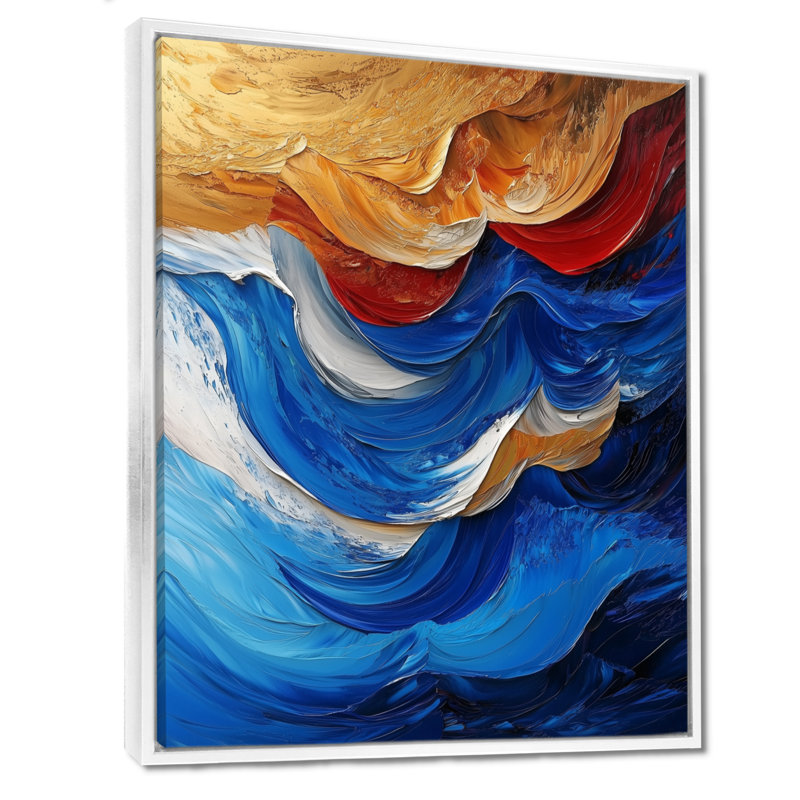 Nyra Modern Abstracy Waves Golden Harmony III - art mural vagues, Impression encadrée sans passe-partout, H 20 po x l 12 po