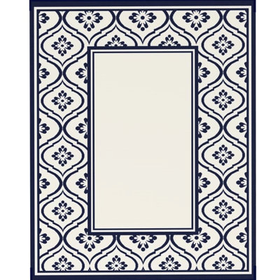 Outdoor Rug, Reversible Patio Mat, Waterproof Plastic Straw Blue And White Gourd Border, 120.1" L X 95.7" W, Polypropylene Material, Foldable Portable, Ideal For Picnics At Carpet, With Carry Bag,