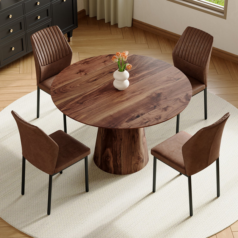Ensemble table et chaises rondes de 114 cm (45 po) avec 4 chaises rembourrées, style moderne pour cuisine et salle à manger