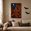 «Glowing House» avec citrouilles et lune, art mural sur toile-1277674353