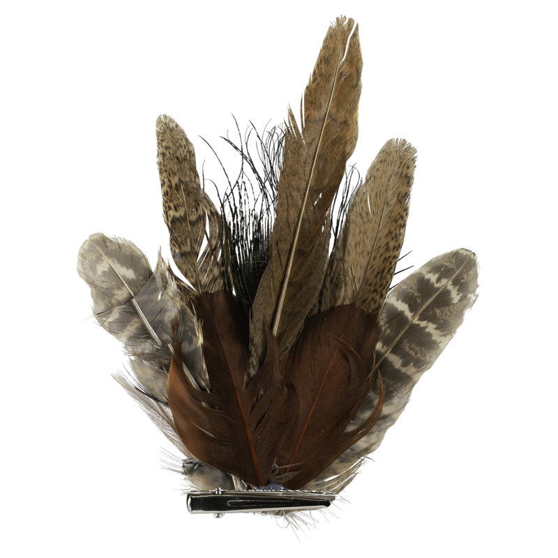 Peacock Feather Christmas Clip-On Ornament - 6" - Brown White And Green