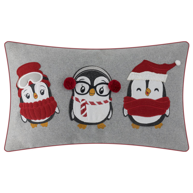 Appliqued Wool Blend Pillow Cover