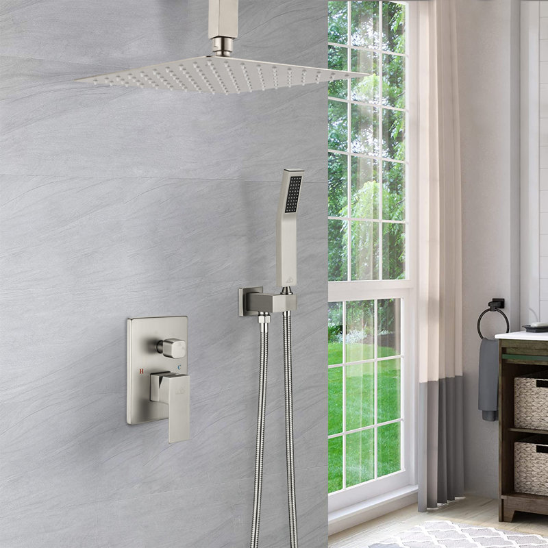 Système de douche complet à 2 fonctions avec valve brute, Nickel brossé
