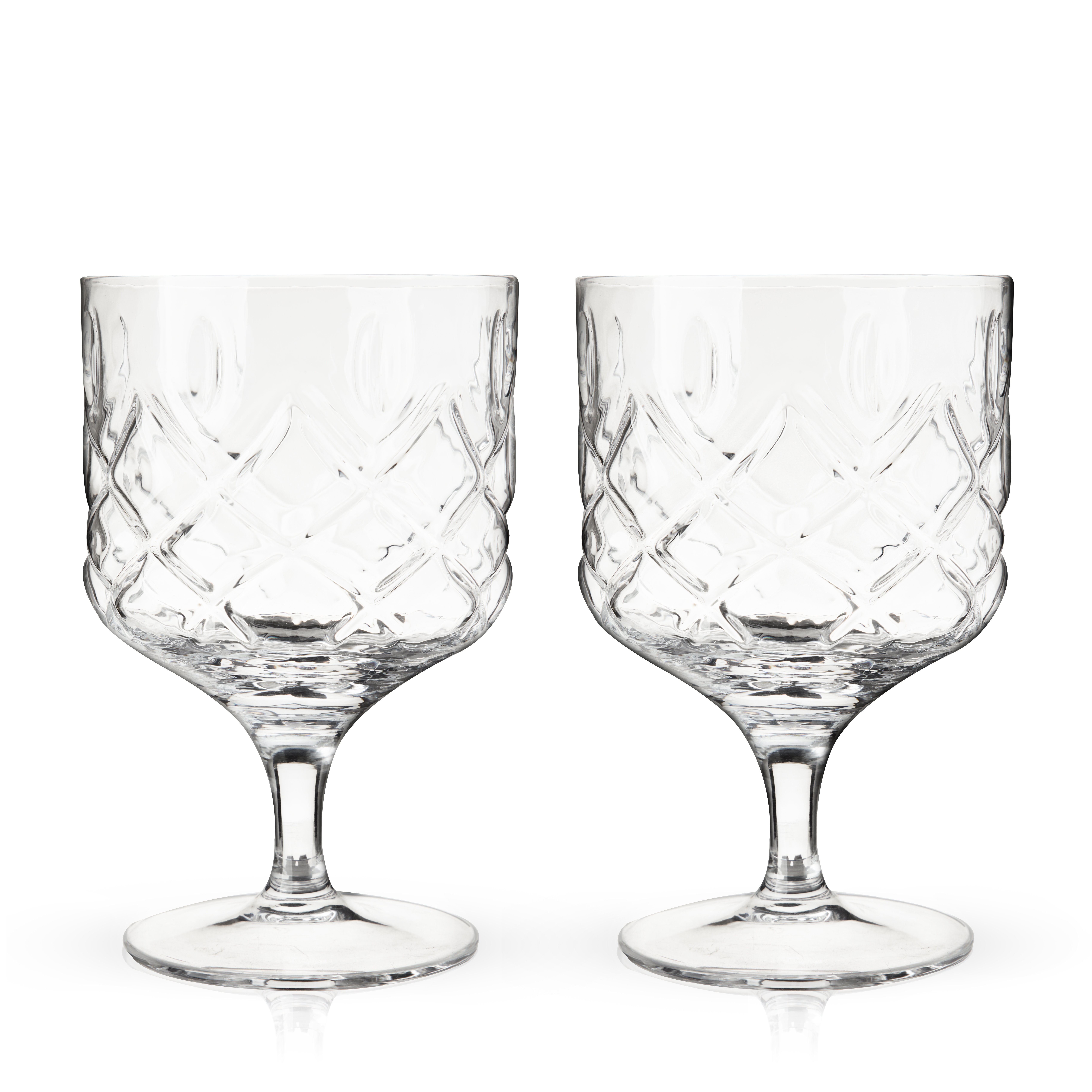 Viski Admiral Stemmed Cocktail Glasses, Crystal Drinkware Perfect for Gin &  Tonic, Spritz, and Manhattans, Stemmed Coupe Glasses, Set of 2, 7oz