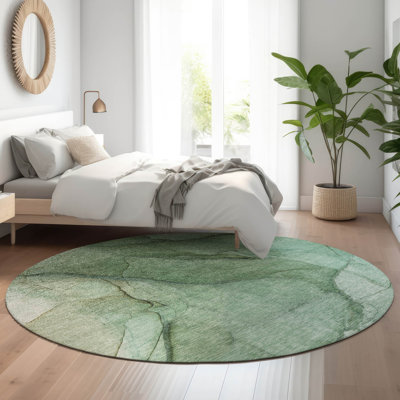 Premium Machine Washable Cerrito AMF607 Green Rug