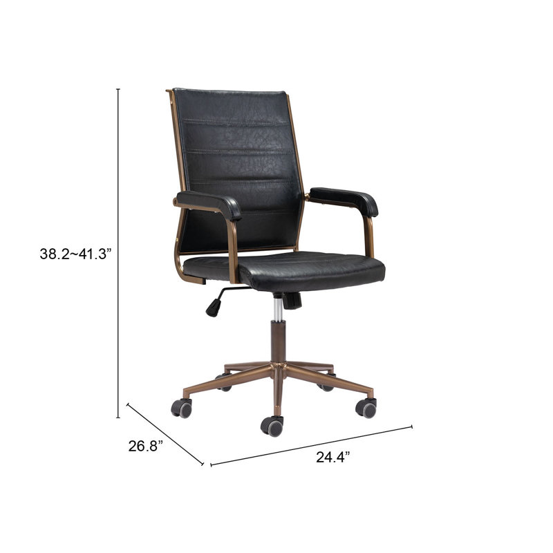 Zuo Hospitality Auction Polyurethane Task Chair, Vintage Black