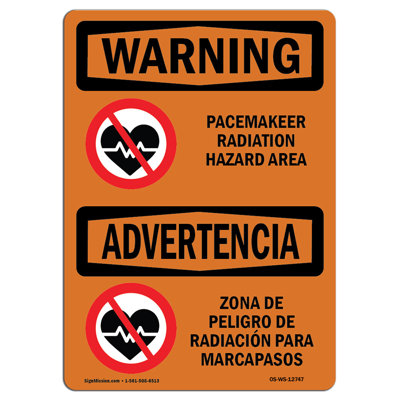 Panneau d'avertissement Osha - Zone de danger radiologique du pacemaker