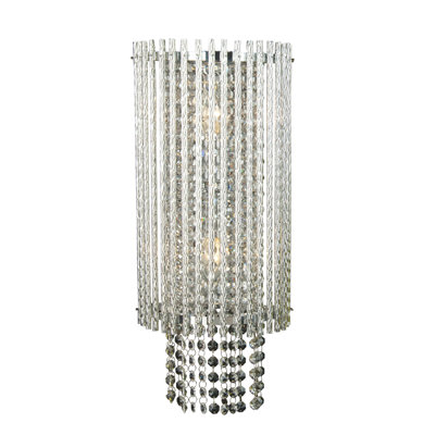 Transitional 2 Light Aluminum Crystal Wall Sconce