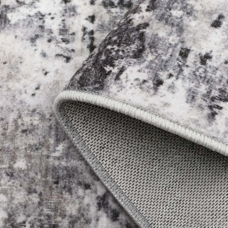 Tapis moderne abstrait pour salon, chambre à coucher et couloir, Gris, Rectangle 84 po x 60 po