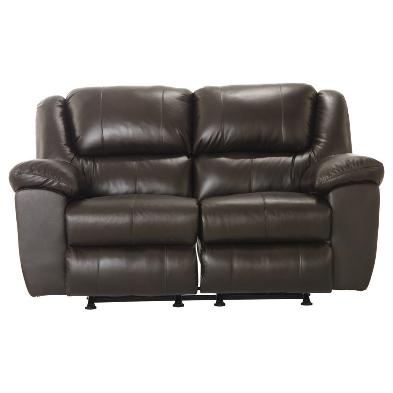 Baraona 65" Leather Match Pillow Top Arm Reclining Loveseat, Manual