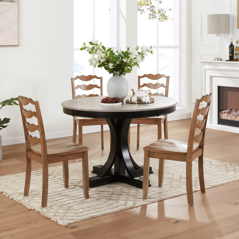 Chaise d'appoint de style campagnard en bois massif 36 po, Brun, 4