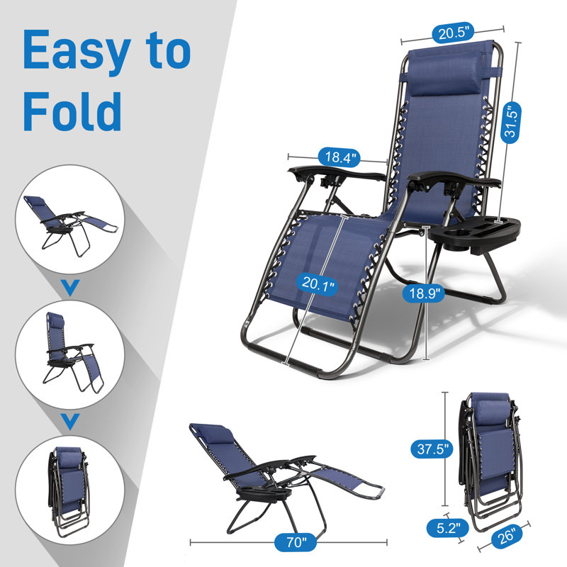 Ohiremen Folding Zero Gravity Chair, Blue