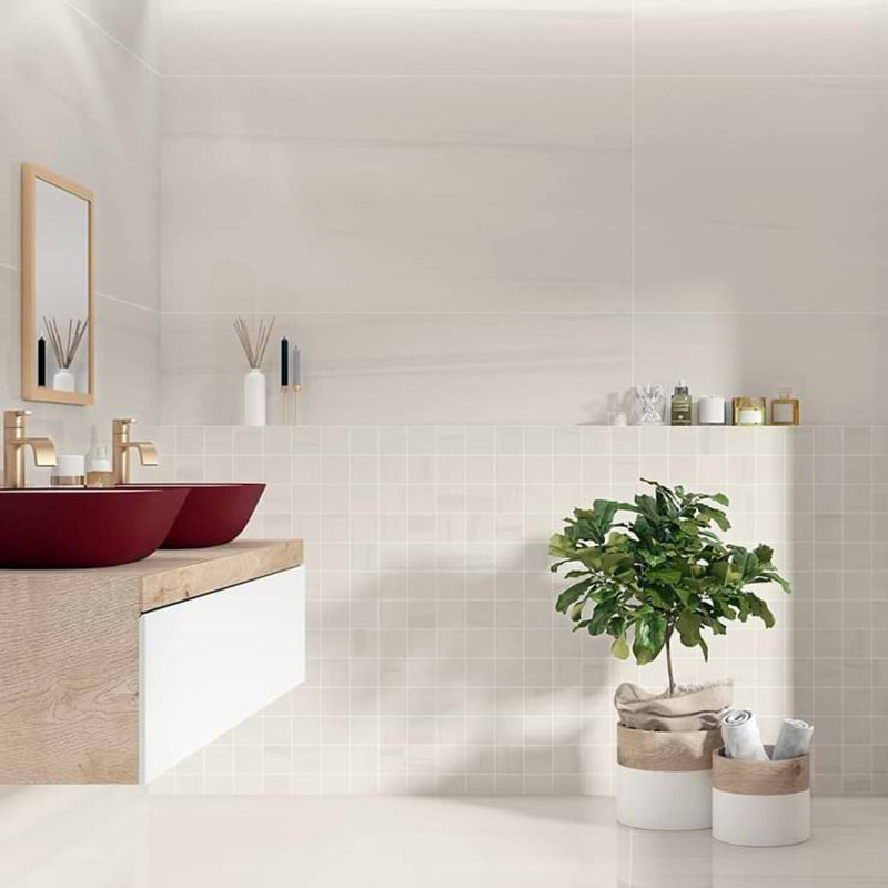Minera 12x12 Matte Marble Look Mosaic Tile, Warm White