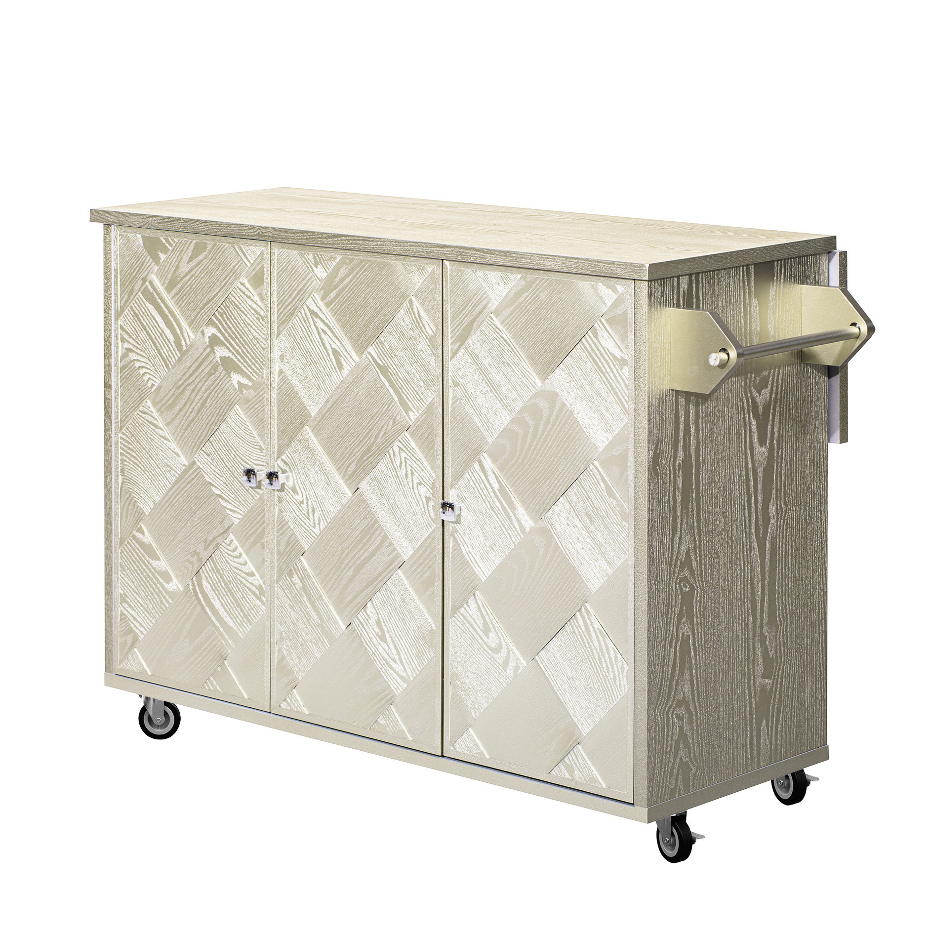 Red Barrel Studio® Modern Kitchen Island With Ash Veneer And Side Towel ...