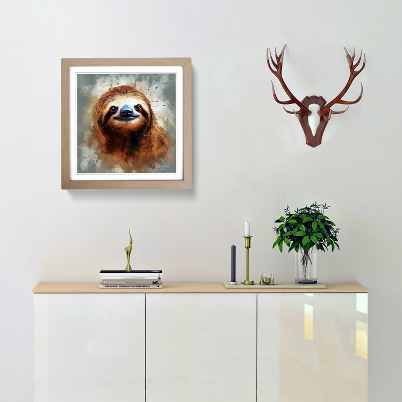 Sloth Digital - Framed Print, Oak