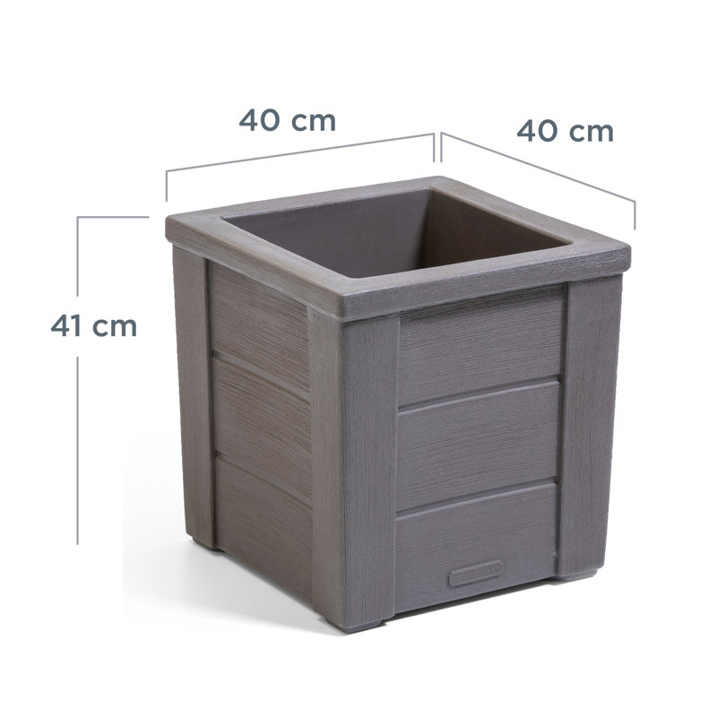 Lakewood Dark Cedar Resin Square Self-Watering Planter Box