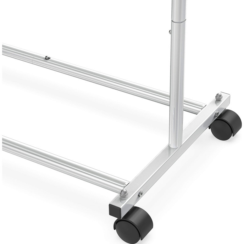 Steel Adjustable Rolling Clothing Rack, Silver