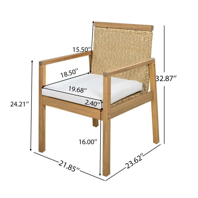 Chaise de salle à manger d'extérieur en bois d'acacia Dorset, Light Teak