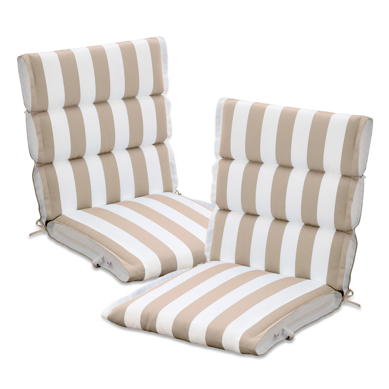 2 Pack Outdoor Chair Cushions, 100x50x6 cm, Beige