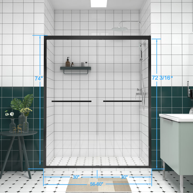 Porte de douche coulissante double en aluminium
