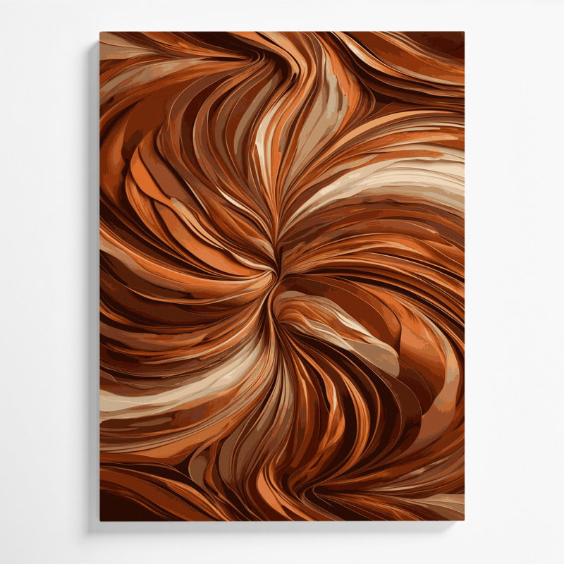 Paysage abstrait, art mural sur toile brune 20, H 24 po x l 20 po