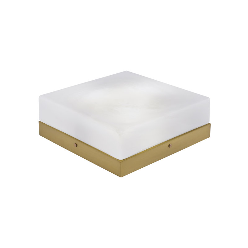 12" Flush Mount, 3-Bulbs, Shown With Glass, White, Brass