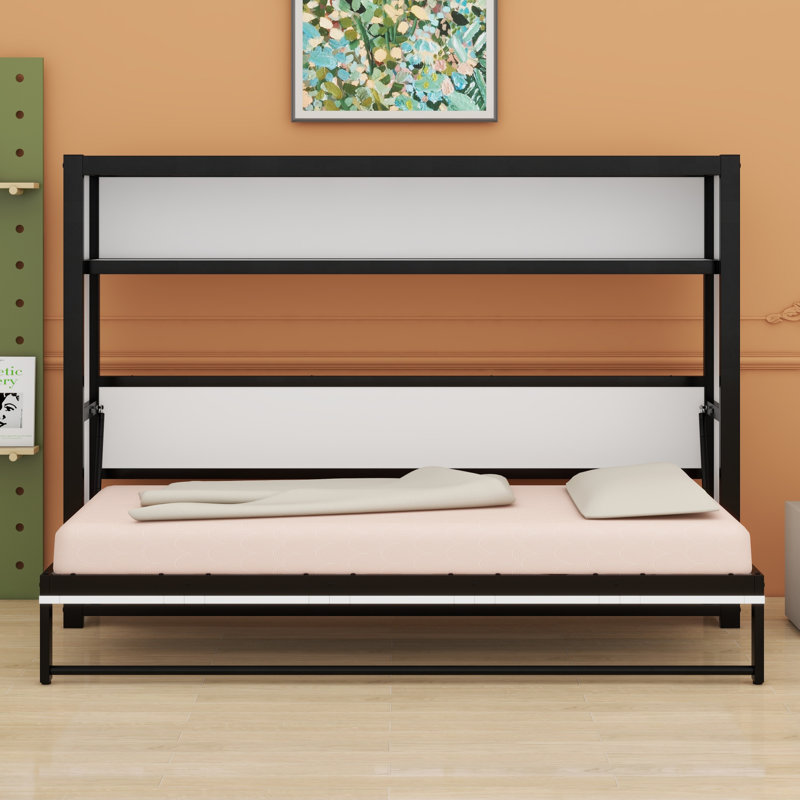 Lit escamotable avec tablettes Murphy, Blanc