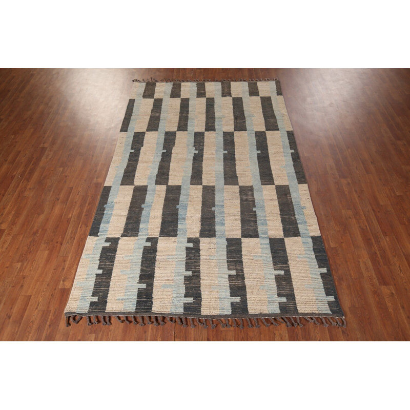 Tapis marocain moderne en laine fait à la main 6 x 10