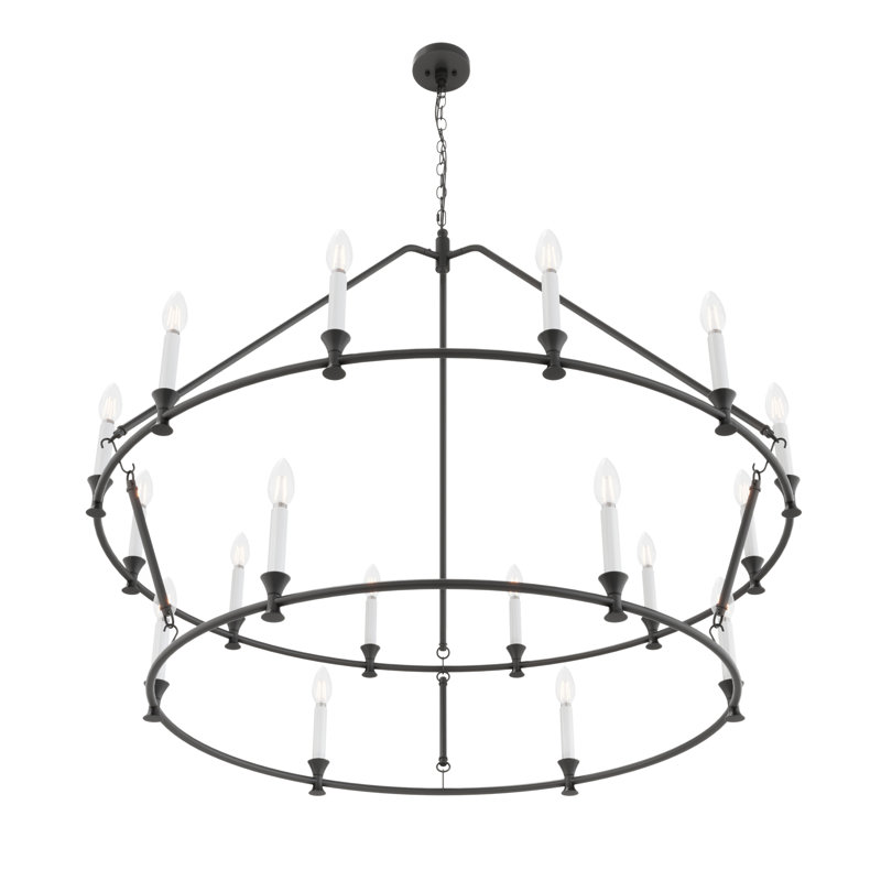 Lustre rustique noir à 2 niveaux Vreneli