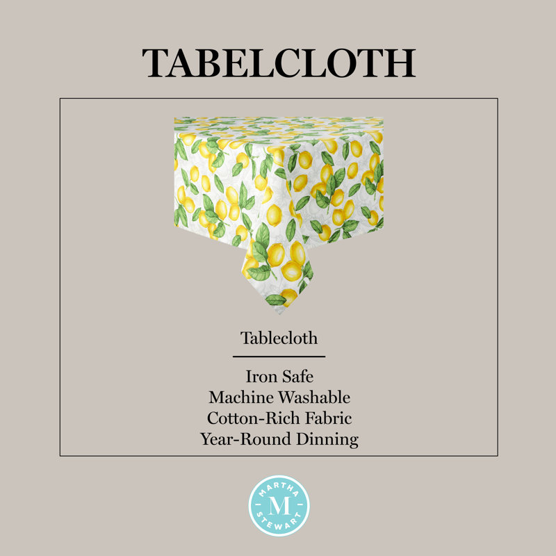 Martha Stewart Lots of Lemons Tablecloth Single Pack, 102" x 60"