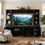 Meuble télé avec tablettes réglables pour téléviseur de 75 po ou moins, noir-129468701
