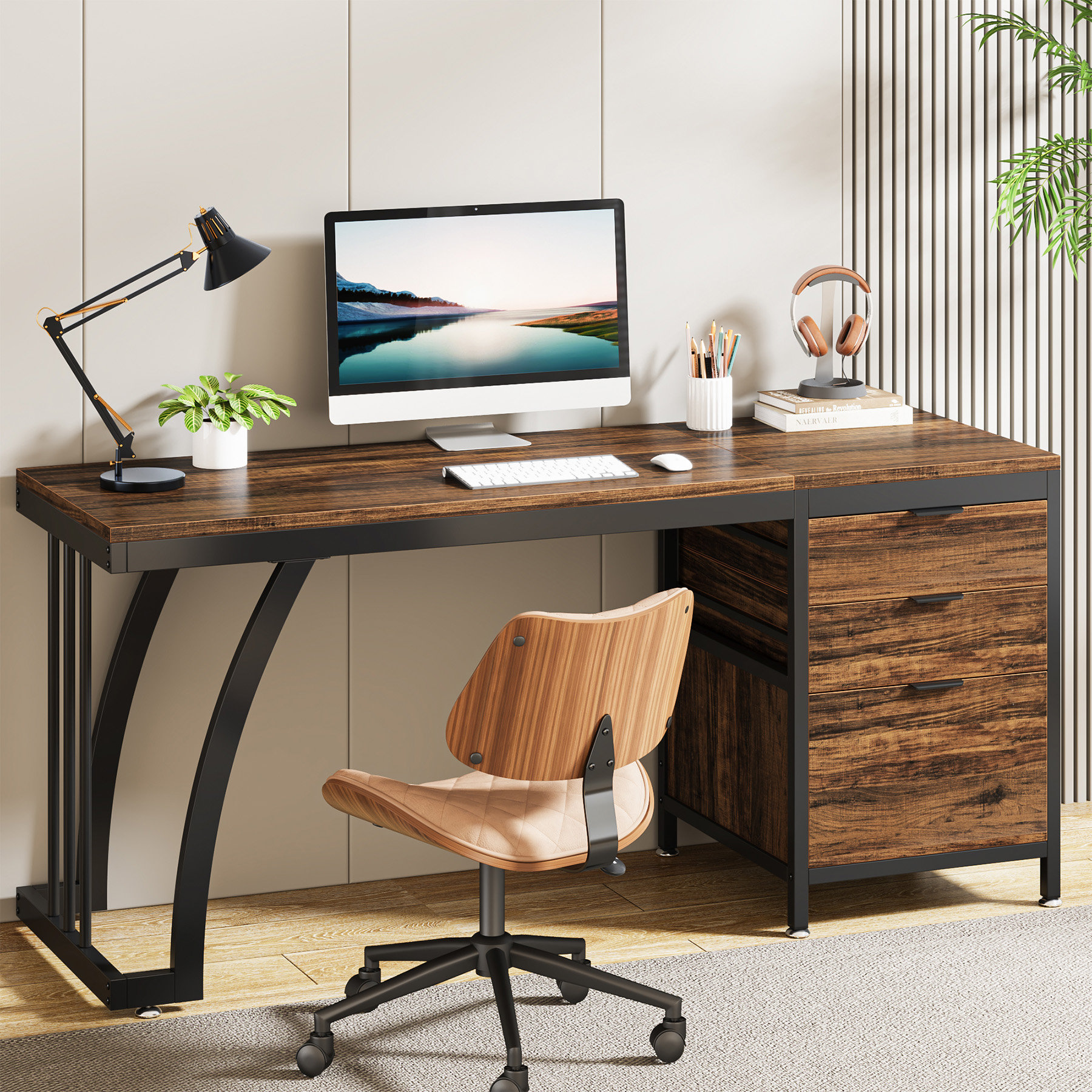 17 Stories Syasia 59 #39 #39 Computer Desk with 3 Drawers Reviews Wayfair