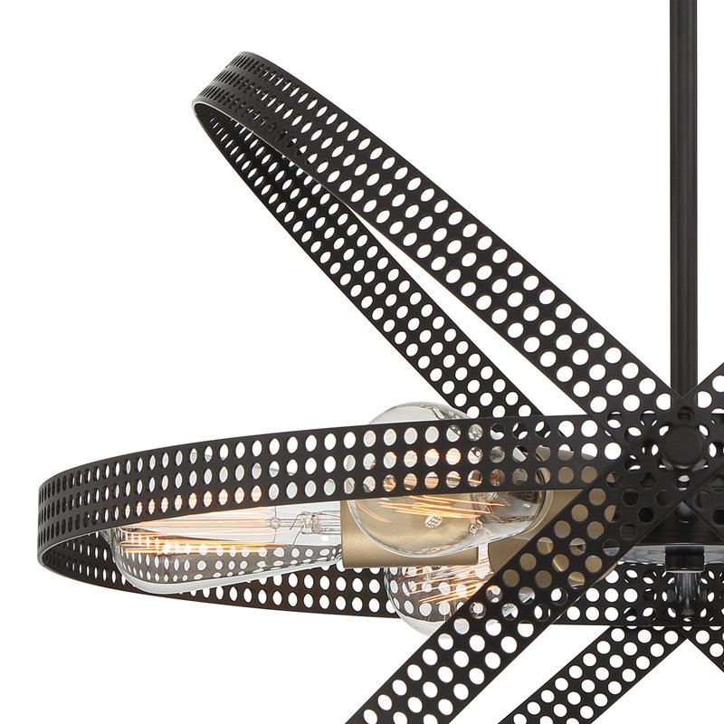 Luminaire suspendu sphérique unique à 6 lumières Baylynn, Noir classique / poussière de laiton
