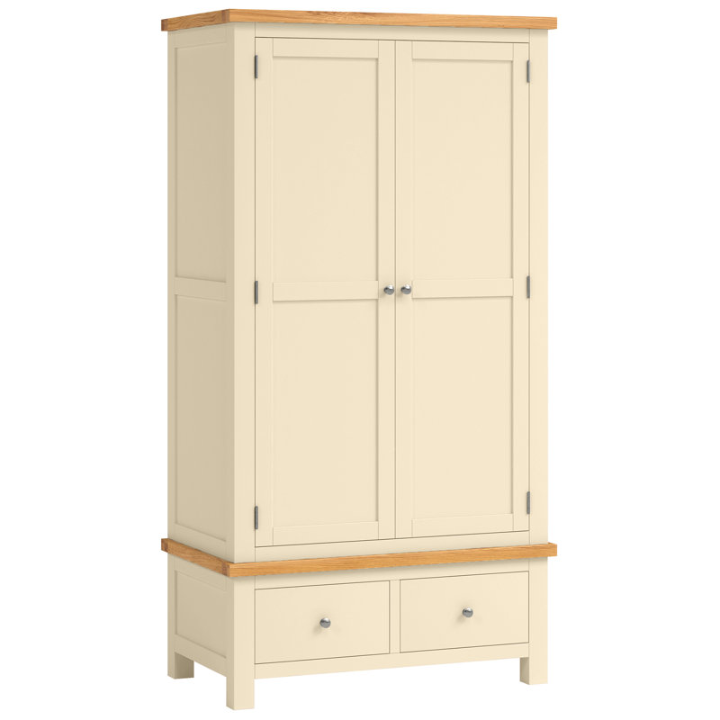 Clower 2 Door Solid Wood Wardrobe
