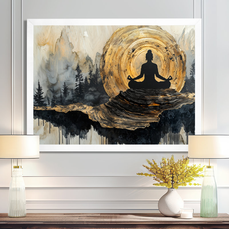 Guth Indian God Meditation Connecting to the Woods II - Hindouisme, art mural, Impression d'un seul cadre photo, Blanc