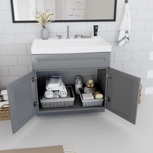 Base de meuble-lavabo simple 36 po seulement en gris clair Shaker