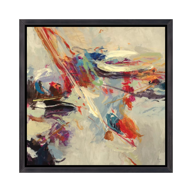 «Positif énergie I» par Randy Hibberd - reproduction d'art, H 18 po x l 18 po x 1,5 po, Toile avec cadre noir patiné