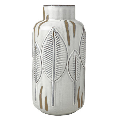 Embossed Leaves Ceramic Table Vase