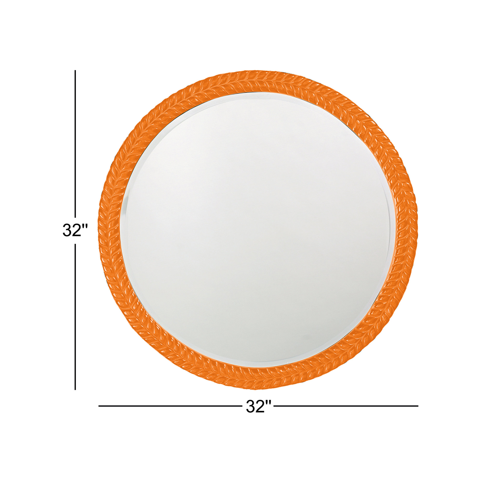 Fideline Wood Round Wall Mirror, Orange