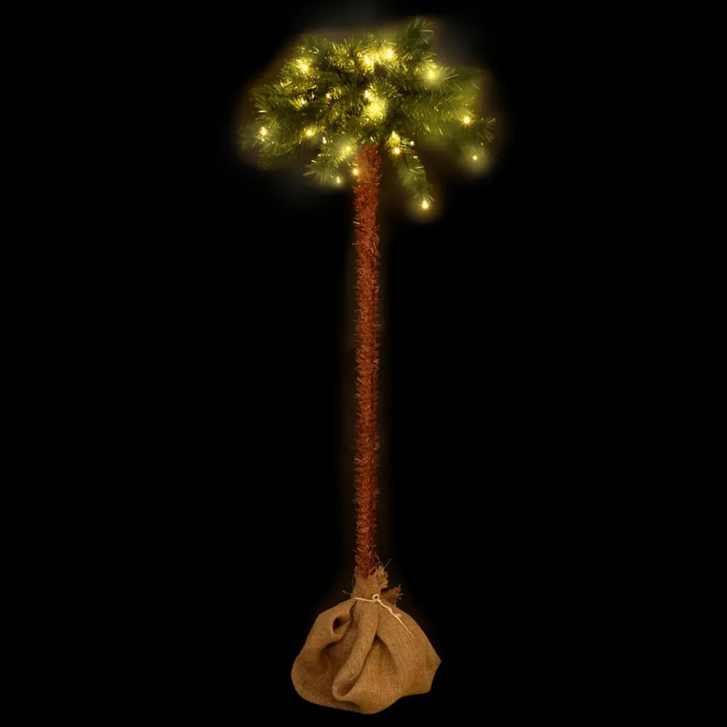 Slender Green Tropical Christmas Tree with Lights, 5.91ft H