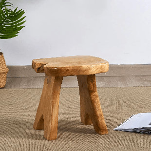 Solid Wood Stool Foot stool,Small Square Wooden Ottoman,Plant Stand, Wood Accent Stool (Set of 2)