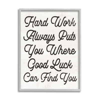«Hard Work Good Luck Motivational On Wood» par Lil 'Rue, impression