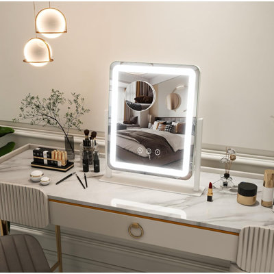 Miroir de maquillage lumineux DEL 15 po x 12,6 po, miroir de coiffeuse avec éclairage pour table, chambre