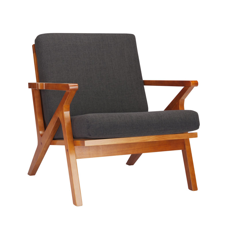 Chaise d'appoint en tissu avec pieds en bois d'hévéa Jalaiya, Gris foncé