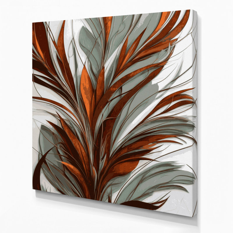 «Abstract Florals 33», art mural sur toile grise, H 32 po x l 32 po