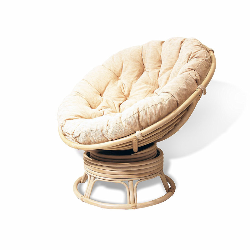Chaise pivotante en rotin Papasan, Blanc délavé